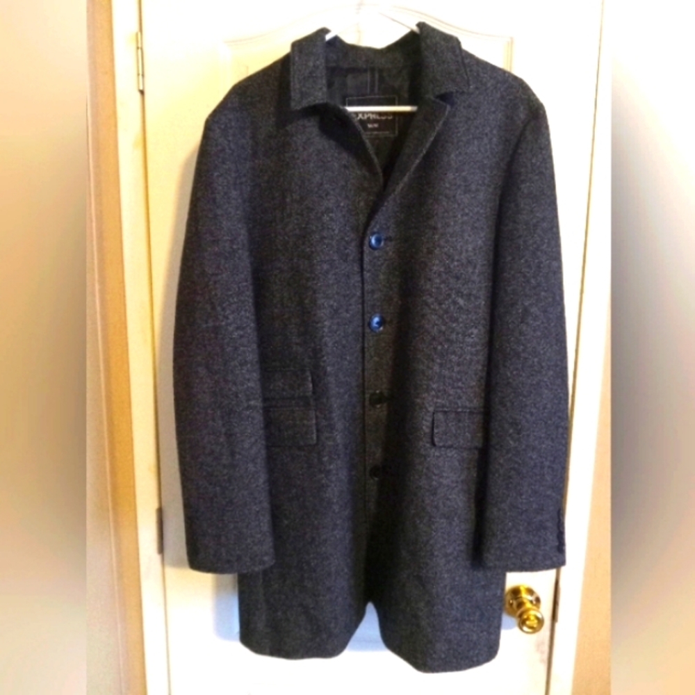 Express Pea Coat Size Medium Black and Gray patterned